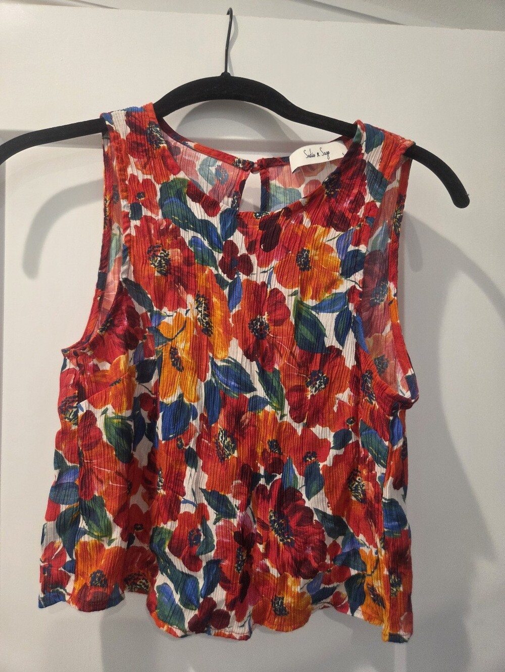 Red Floral Sleeveless Top